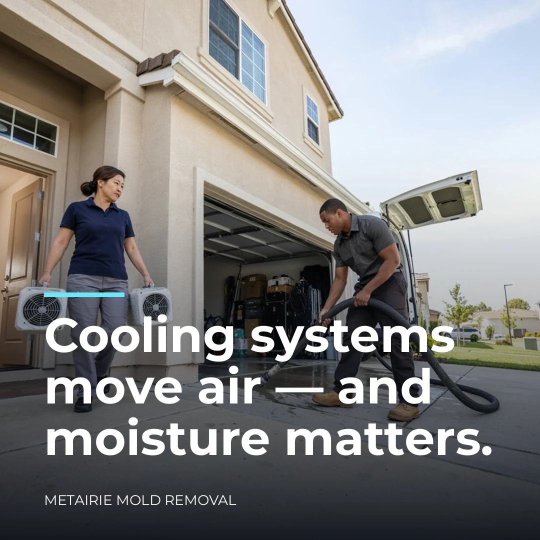 Cooling systems move air — and moisture matters.